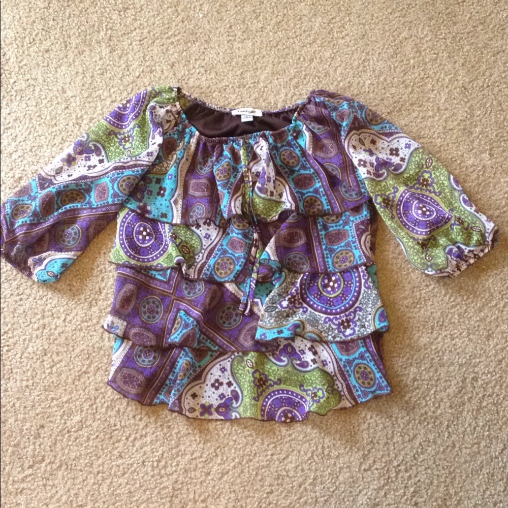 Ruffled top with built-in undershirt